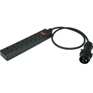 16A to 13A 4 way – black