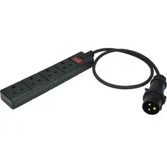 16A to 13A 4 way – black