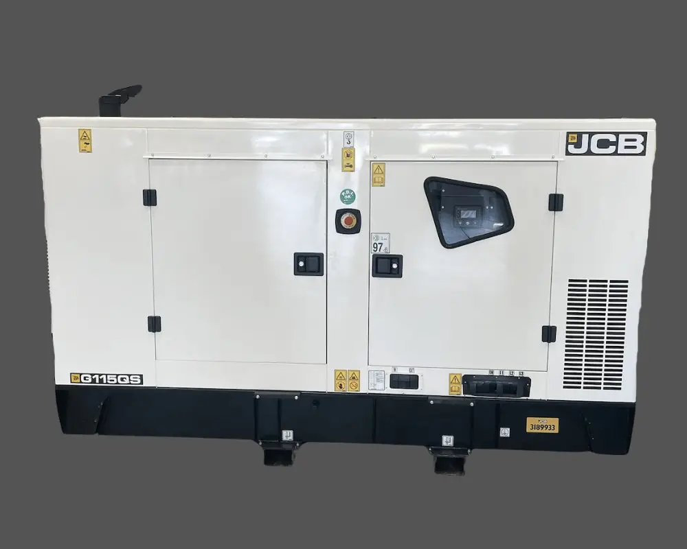 JCB generator in a white enclosure