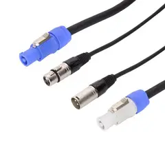 PowerCon & 3 Pin DMX Combination Cable – 3m (Brown Tape – Yellow Tape DMX)