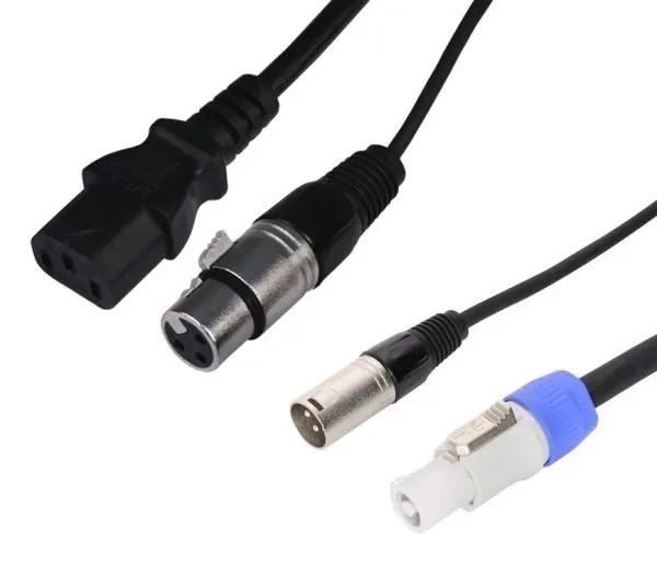 PowerCon to IEC & 3 Pin DMX Combination Cable – 1.5m
